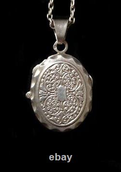 Ancient Necklace with Solid Silver Locket Photo Pendant, Crab Hallmark