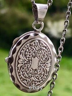 Ancient Necklace with Solid Silver Locket Photo Pendant, Crab Hallmark