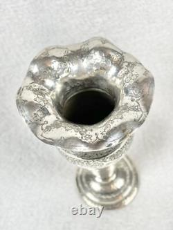 Ancient Oriental Vase with Flying Edges, Featuring Animated and Floral Decorations in Solid Silver