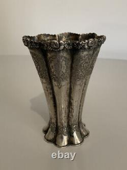 Ancient Persian Solid Silver Vase, Antique Isfahan