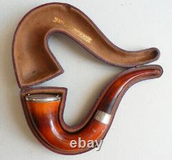 Ancient Pipe In Sea Foam + Amber + Solid Silver England 1904