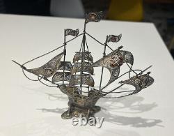 Ancient Portuguese Solid Silver Galleon