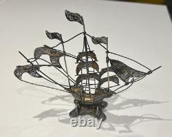 Ancient Portuguese Solid Silver Galleon