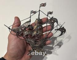 Ancient Portuguese Solid Silver Galleon