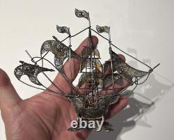 Ancient Portuguese Solid Silver Galleon