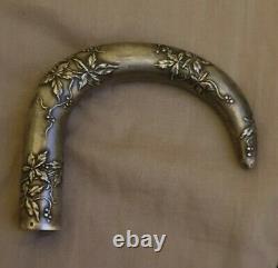Ancient Rare Apple Umbrella Cane Handle Art Nouveau Art Decor In Solid Silver
