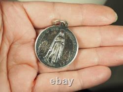 Ancient Religious Medal Solid Silver Cow Sign 3.3cm