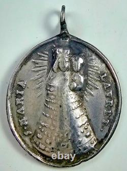 Ancient Religious Medal in Solid Silver, Our Lady of Loreto, Sirolo, Italy, 17th Century