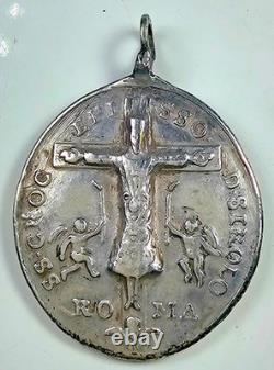 Ancient Religious Medal in Solid Silver, Our Lady of Loreto, Sirolo, Italy, 17th Century