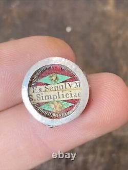 Ancient Religious Reliquary Medallion in Solid Silver Burial VM S. Simpliciae