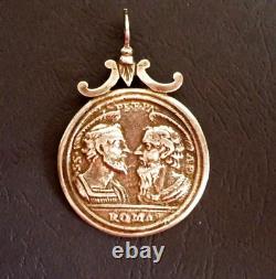 Ancient Religious Silver Medal: Vintage Sterling Silver Religious Medallion