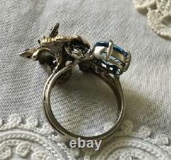 Ancient Ring Butterfly Topaz Sapphire Natural Emerald Silver Gold