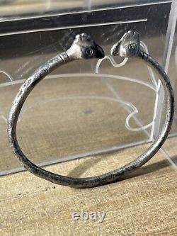 Ancient Roman Child's Bracelet, Silver, 3rd Century AD, 2 Bird Heads