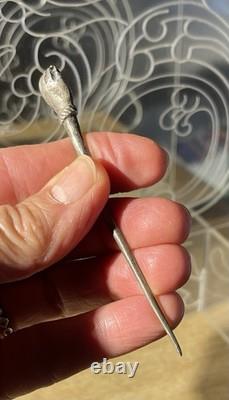 Ancient Roman Hairpin, Solid Silver, II-III AD