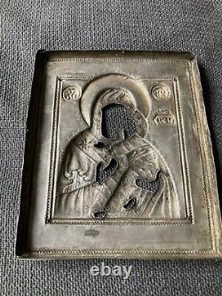 Ancient Russian Icons Silver 84 Virgin Oil Orthodox Child