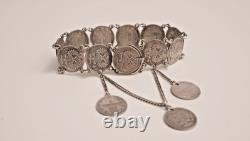 Ancient Russian Silver Bracelet Kopek Alexander III 1880 19th Century