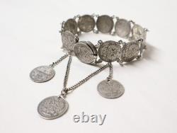 Ancient Russian Silver Bracelet Kopek Alexander III 1880 19th Century