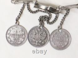 Ancient Russian Silver Bracelet Kopek Alexander III 1880 19th Century