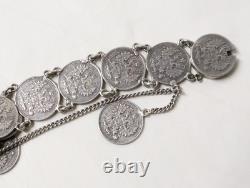 Ancient Russian Silver Bracelet Kopek Alexander III 1880 19th Century