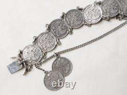 Ancient Russian Silver Bracelet Kopek Alexander III 1880 19th Century