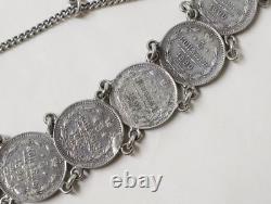 Ancient Russian Silver Bracelet Kopek Alexander III 1880 19th Century