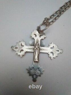 Ancient Savoy Cross Chambery In Solid Silver Maurienne Grid 19th