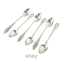 Ancient Set of 6 Danish Solid Silver Sculpted Coffee Spoons, I