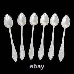 Ancient Set of 6 Danish Solid Silver Sculpted Coffee Spoons, I