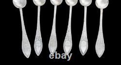 Ancient Set of 6 Danish Solid Silver Sculpted Coffee Spoons, I