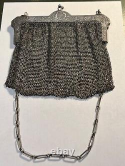 Ancient Silver Ball Bag 19th Century Chain Mail (135-3/A154)