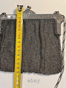 Ancient Silver Ball Bag 19th Century Chain Mail (135-3/A154)