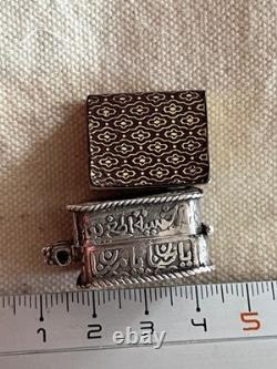 Ancient Silver Case with Its Antique Quran Islamic Silver Amulet Box + Its Quran