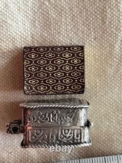 Ancient Silver Case with Its Antique Quran Islamic Silver Amulet Box + Its Quran