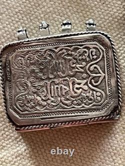 Ancient Silver Case with Its Antique Quran Islamic Silver Amulet Box + Its Quran