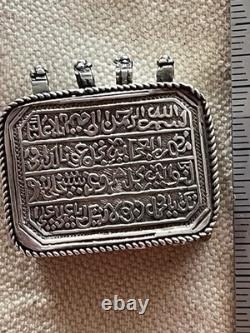 Ancient Silver Case with Its Antique Quran Islamic Silver Amulet Box + Its Quran
