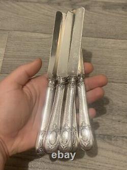 Ancient Silver Fruit Knives Monogram XIX Eme