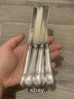 Ancient Silver Fruit Knives Monogram XIX Eme