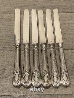 Ancient Silver Fruit Knives Monogram XIX Eme