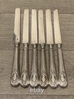 Ancient Silver Fruit Knives Monogram XIX Eme