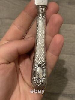 Ancient Silver Fruit Knives Monogram XIX Eme