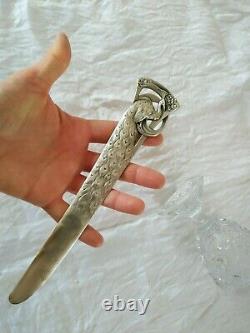 Ancient Silver Paper Cup Massif Art Nouveau 1900 Paon Letter Opener Arts Crafts