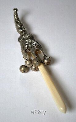Ancient Silver Rattle In The Shape Of A Marotte