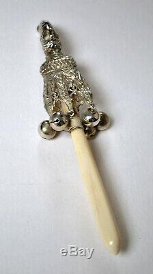 Ancient Silver Rattle In The Shape Of A Marotte