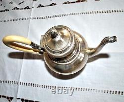 Ancient Silver Teapot with Duck Spout Solid Silver 800 Hallmark Coffee Tea Italy 480g