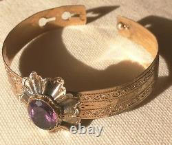 Ancient Sised Bracelet Vermeil Napoleon III With Amethyst Small Size