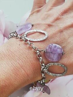 Ancient Solid Silver 925 Bracelet with Amethyst by Designer