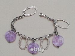 Ancient Solid Silver 925 Bracelet with Amethyst by Designer