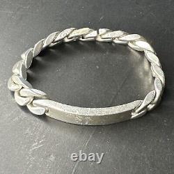 Ancient Solid Silver Art Deco Plaque Mesh Gourmet Bracelet