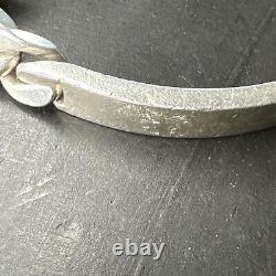 Ancient Solid Silver Art Deco Plaque Mesh Gourmet Bracelet