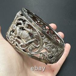 Ancient Solid Silver Bracelet 925 Art Nouveau Creator Asia Tank